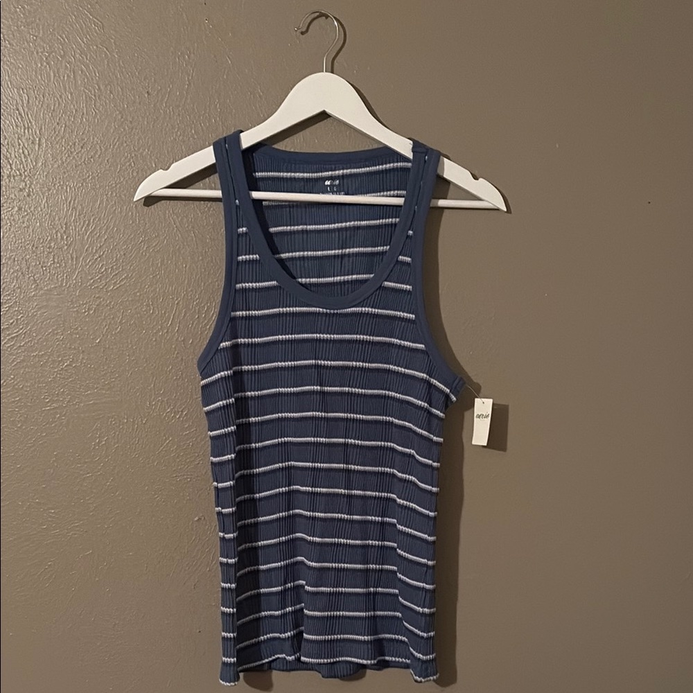 Aerie Striped Blue Tank Top